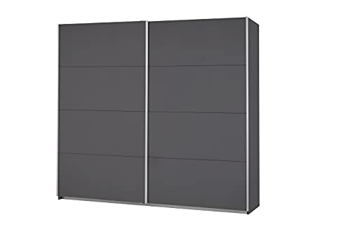 Rauch Möbel Caracas Schrank Kleiderschrank Schwebetürenschrank, Grau, 2-trg., inkl. Zubehörpaket Basic 2 Kleiderstangen, 2 Einlegeböden, BxHxT 226x210x62 cm von Rauch Möbel