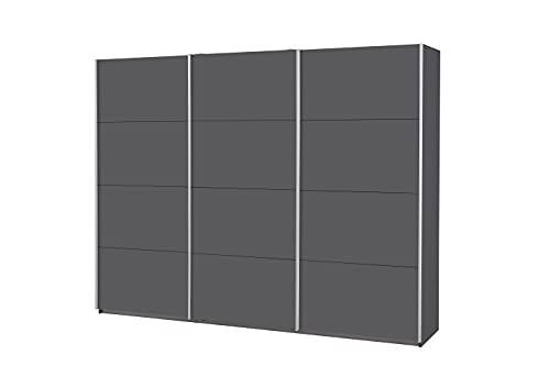 Rauch Möbel Caracas Schrank Kleiderschrank Schwebetürenschrank, Grau, 3-trg., inkl. Zubehörpaket Basic 3 Kleiderstangen, 3 Einlegeböden, BxHxT 271x210x62 cm von Rauch Möbel