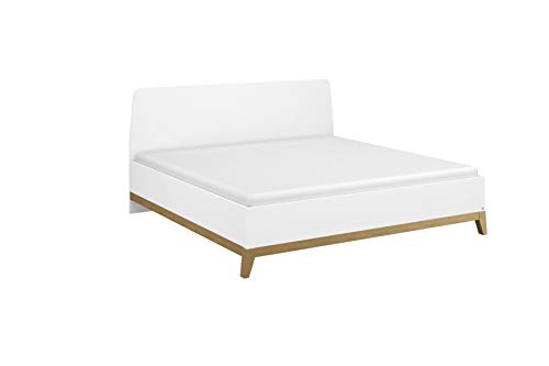 Rauch Möbel Carlsson Bett Doppelbett Futonbett in weiß, Absetzungen/Füße Eiche massiv, Liegefläche 180x200 cm, Gesamtmaße BxHxT 189x97x207 cm von Rauch Möbel