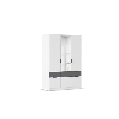 Rauch Möbel Dundee, Kleiderschrank, Schrank, Garderobe, Organizer, 3-türig, Spiegel, 6 Schubladen für mehr Stauraum, Farbe Weiß/Grau metallic, Schwarz, Kurze Griffleiste Grau metallic, 136x197x54cm Rauch Möbel Dundee, Kleiderschrank, Schrank, Garderobe, Organizer, 3-türig, Spiegel, 6 Schubladen für mehr Stauraum, Farbe Weiß/Grau metallic, Schwarz, Kurze Griffleiste Grau metallic, 136x197x54cm von Rauch Möbel