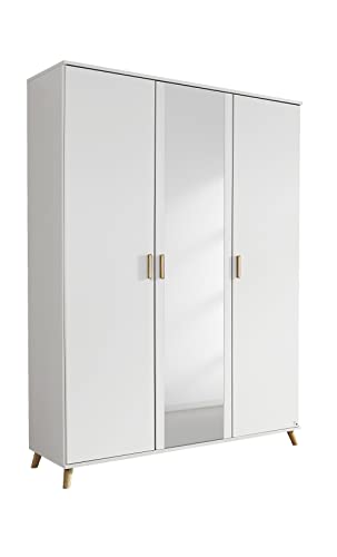 Rauch Möbel Falun Drehtürenschrank Schrank Kleiderschrank Weiss mit Spiegel, 3-türig, inklusive 1 Kleiderstange, 4 Einlegeböden, BxHxT 137x203x53 cm von Rauch Möbel