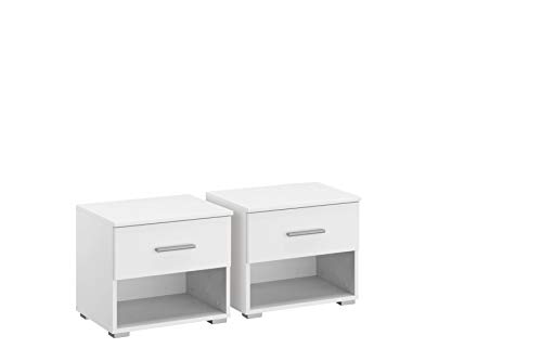 Rauch Möbel Flexx Nachttisch-Set, Nachttische inklusive Schubladen in Weiß Maße pro Nachttisch BxHxT 47 x 43 x42 cm von Rauch Möbel