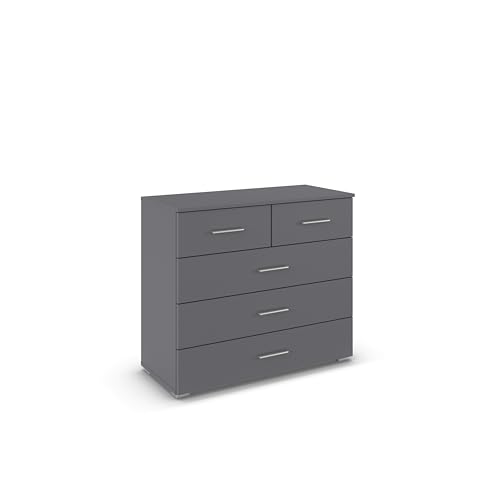 Rauch Möbel Flexx Schlafzimmer Kommode, Kommode inklusive 5 Schubladen in Grau metallic, Schwarz, BxHxT 93 x 81 x 42 cm von Rauch Möbel
