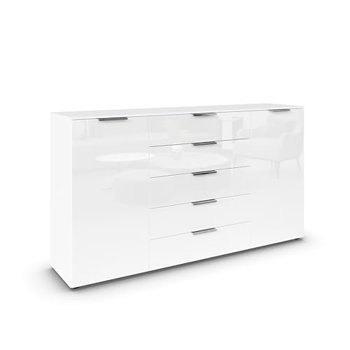 Rauch Möbel Flipp, Kombikommode, Kommode mit Stauraum für Wohnzimmer, Schlafzimmer, Flur, 4 Fachböden, Alpinweiß/Glasfront Weiß, 2-türig, Glastüren, 5 Schubkästen, Griffe chrom, 180x100x42cm Rauch Möbel Flipp, Kombikommode, Kommode mit Stauraum für Wohnzimmer, Schlafzimmer, Flur, 4 Fachböden, Alpinweiß/Glasfront Weiß, 2-türig, Glastüren, 5 Schubkästen, Griffe chrom, 180x100x42cm von Rauch Möbel