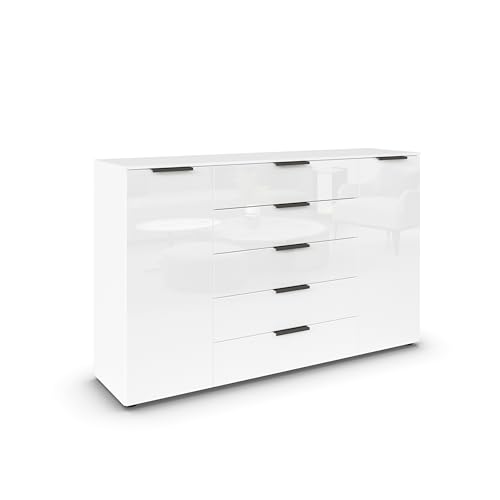 Rauch Möbel Flipp, Kombikommode, Kommode mit Stauraum für Wohnzimmer, Schlafzimmer, Flur, 4 Fachböden, Alpinweiß/Glasfront Weiß, 2-türig, Glastüren, 5 Schubkästen, Griffe graphit, 160x100x42cm Rauch Möbel Flipp, Kombikommode, Kommode mit Stauraum für Wohnzimmer, Schlafzimmer, Flur, 4 Fachböden, Alpinweiß/Glasfront Weiß, 2-türig, Glastüren, 5 Schubkästen, Griffe graphit, 160x100x42cm von Rauch Möbel