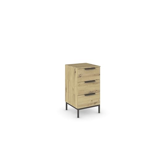 Rauch Möbel Flipp, Nachttisch, Nachtkommode für Schlafzimmer, mit Metallkufe graphit, Eiche Artisan, Holz, 3 Schubladen, Griffe graphit, 40x72x42cm Rauch Möbel Flipp, Nachttisch, Nachtkommode für Schlafzimmer, mit Metallkufe graphit, Eiche Artisan, Holz, 3 Schubladen, Griffe graphit, 40x72x42cm von Rauch Möbel