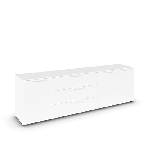 Rauch Möbel Flipp, Sideboard, TV-Schrank, Kommode mit Stauraum, Alpinweiß, 3-türig, 3 Schubkästen, Griffe weiß, 199x61x42cm von Rauch Möbel