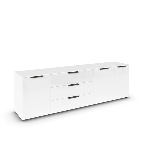 Rauch Möbel Flipp, Sideboard, TV-Schrank, Kommode mit Stauraum, Alpinweiß/Glasfront Weiß, 3-türig, Glastüren, 3 Schubkästen, Griffe graphit, 199x61x42cm Rauch Möbel Flipp, Sideboard, TV-Schrank, Kommode mit Stauraum, Alpinweiß/Glasfront Weiß, 3-türig, Glastüren, 3 Schubkästen, Griffe graphit, 199x61x42cm von Rauch Möbel