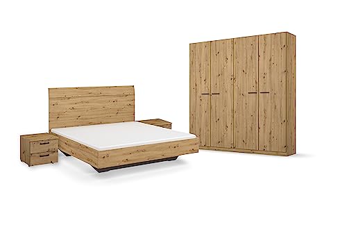 Rauch Möbel Florenz Schlafzimmer, Eiche Artisan, Holz, bestehend aus Bett mit Liegefläche 160x200 cm inklusive 2 Nachttische und Drehtürenschrank BxHxT 181x210x54 cm Rauch Möbel Florenz Schlafzimmer, Eiche Artisan, Holz, bestehend aus Bett mit Liegefläche 160x200 cm inklusive 2 Nachttische und Drehtürenschrank BxHxT 181x210x54 cm von Rauch Möbel
