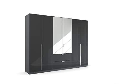 Rauch Möbel Glamour by Quadra Spin Schrank Drehtürenschrank, Grau metallic/Hochglanz Effektgrau, Schwarz, 6-trg. mit Spiegel, inkl. 3 Kleiderstangen, 3 Einlegeböden, 2 Schubladen, BxHxT 271x210x54 cm Rauch Möbel Glamour by Quadra Spin Schrank Drehtürenschrank, Grau metallic/Hochglanz Effektgrau, Schwarz, 6-trg. mit Spiegel, inkl. 3 Kleiderstangen, 3 Einlegeböden, 2 Schubladen, BxHxT 271x210x54 cm von Rauch Möbel