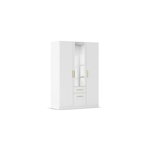 Rauch Möbel Glasgow Kleiderschrank, Schrank, Garderobe, Organizer, 3-türig, mit Spiegel, 2 Schubladen, Farbe Weiß, Holzgriff Eiche Massiv, 136x197x54cm Rauch Möbel Glasgow Kleiderschrank, Schrank, Garderobe, Organizer, 3-türig, mit Spiegel, 2 Schubladen, Farbe Weiß, Holzgriff Eiche Massiv, 136x197x54cm von Rauch Möbel