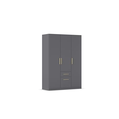 Rauch Möbel Glasgow Kleiderschrank, Schrank, Garderobe, Organizer, 3-türig, 2 Schubladen, Farbe Grau metallic, Schwarz, Holzgriff Eiche Massiv, 136x197x54cm Rauch Möbel Glasgow Kleiderschrank, Schrank, Garderobe, Organizer, 3-türig, 2 Schubladen, Farbe Grau metallic, Schwarz, Holzgriff Eiche Massiv, 136x197x54cm von Rauch Möbel