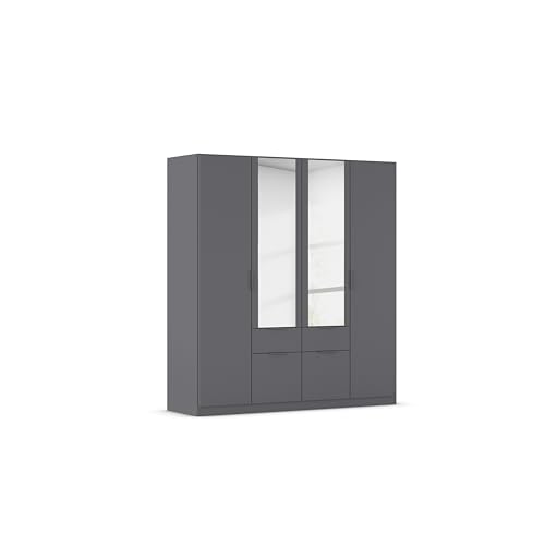 Rauch Möbel Glasgow Kleiderschrank, Schrank, Garderobe, Organizer, 4-türig, mit Spiegel, 4 Schubladen, Farbe Grau metallic, Schwarz, Kurze Griffleiste Grau metallic, 181x197x54cm Rauch Möbel Glasgow Kleiderschrank, Schrank, Garderobe, Organizer, 4-türig, mit Spiegel, 4 Schubladen, Farbe Grau metallic, Schwarz, Kurze Griffleiste Grau metallic, 181x197x54cm von Rauch Möbel
