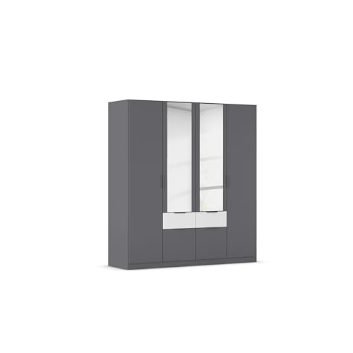 Rauch Möbel Glasgow Kleiderschrank, Schrank, Garderobe, Organizer, 4-türig, mit Spiegel, 4 Schubladen, Farbe Grau metallic/Weiß, Schwarz, Kurze Griffleiste Grau metallic, 181x197x54cm Rauch Möbel Glasgow Kleiderschrank, Schrank, Garderobe, Organizer, 4-türig, mit Spiegel, 4 Schubladen, Farbe Grau metallic/Weiß, Schwarz, Kurze Griffleiste Grau metallic, 181x197x54cm von Rauch Möbel