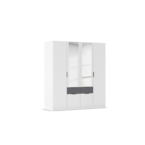Rauch Möbel Glasgow Kleiderschrank, Schrank, Garderobe, Organizer, 4-türig, mit Spiegel, 4 Schubladen, Farbe Weiß/Grau metallic, Schwarz, Kurze Griffleiste Grau metallic, 181x197x54cm Rauch Möbel Glasgow Kleiderschrank, Schrank, Garderobe, Organizer, 4-türig, mit Spiegel, 4 Schubladen, Farbe Weiß/Grau metallic, Schwarz, Kurze Griffleiste Grau metallic, 181x197x54cm von Rauch Möbel
