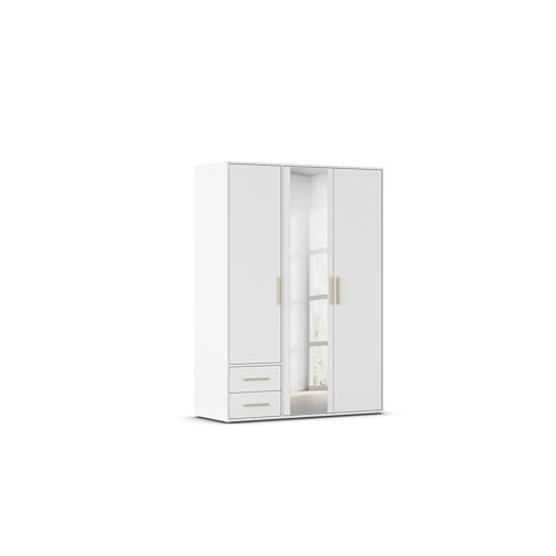 Rauch Möbel Hamilton, Kleiderschrank, Schrank, Garderobe, Organizer, 3-türig, mit Spiegel, 2 Schubladen für mehr Stauraum, Farbe Weiß, Holzgriff Eiche Massiv, 140x194x54cm Rauch Möbel Hamilton, Kleiderschrank, Schrank, Garderobe, Organizer, 3-türig, mit Spiegel, 2 Schubladen für mehr Stauraum, Farbe Weiß, Holzgriff Eiche Massiv, 140x194x54cm von Rauch Möbel