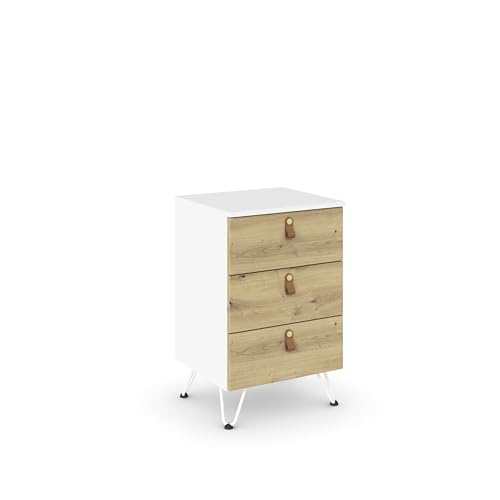 Rauch Möbel Homey by Aditio Nachttisch, Nachtkommode, Schlafzimmermöbel, Nachttisch für Schlafzimmer, 3 Schubladen, Soft-Close, Hairpin-Fuß, Farbe Eiche Artisan/Weiß, Holz, 47x73x43cm Rauch Möbel Homey by Aditio Nachttisch, Nachtkommode, Schlafzimmermöbel, Nachttisch für Schlafzimmer, 3 Schubladen, Soft-Close, Hairpin-Fuß, Farbe Eiche Artisan/Weiß, Holz, 47x73x43cm von Rauch Möbel