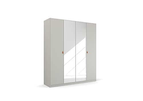 Rauch Möbel Homey by Quadra Spin Schrank Drehtürenschrank, Grau, 4-trg. mit Spiegel, inkl. 2 Kleiderstangen, 2 Einlegeböden, BxHxT 181x210x54 cm von Rauch Möbel