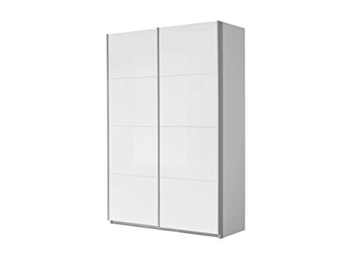 Rauch Möbel Imposa Schrank Kleiderschrank Schwebetürenschrank in Hochglanz Weiß 2-türig inkluisve Zubehörpaket Basic 2 Kleiderstangen, 2 Einlegeböden BxHxT 136 x 210 x 62 cm von Rauch Möbel