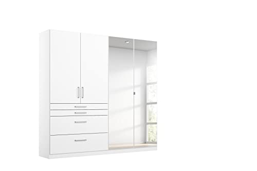 Rauch Möbel Harburg Schrank Kleiderschrank Drehtürenschrank Weiß 4-türig mit Spiegel und 4 Schubladen inklusive Zubehörpaket Basic 3 Einlegeböden, 1 Kleiderstange BxHxT 181x197x54 cm Rauch Möbel Harburg Schrank Kleiderschrank Drehtürenschrank Weiß 4-türig mit Spiegel und 4 Schubladen inklusive Zubehörpaket Basic 3 Einlegeböden, 1 Kleiderstange BxHxT 181x197x54 cm von Rauch Möbel