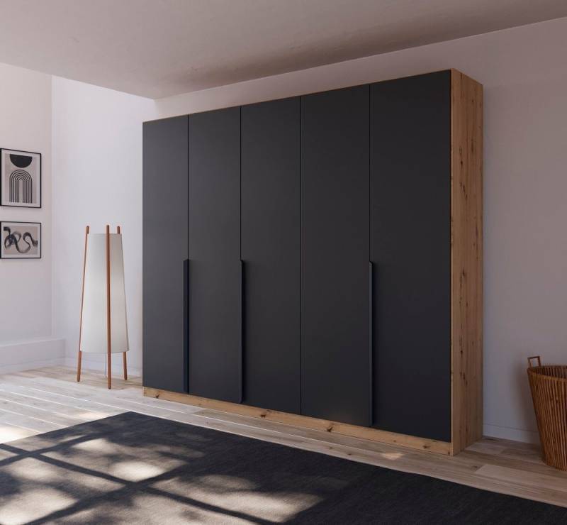 Rauch Möbel Kleiderschrank Kleiderschrank Drehtürenschrank Dark&Wood, grau metallic / Eiche von Rauch Möbel