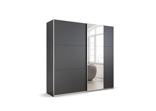 Rauch Möbel Kronach Schrank Schwebetürenschrank, 2-türig, Grau metallic, Schwarz, mit 1 Spiegel, inkl. Zubehörpaket Basic 2 Kleiderstangen 2 Einlegeböden, BxHxT 218x210x59 cm von Rauch Möbel