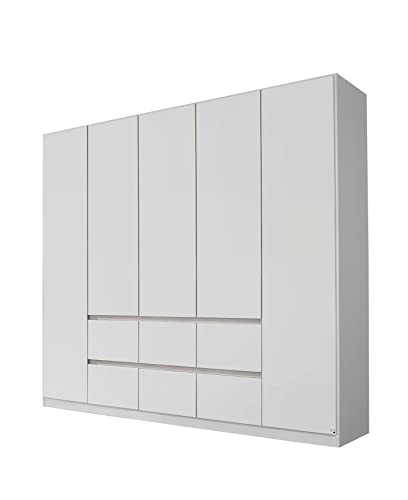 Rauch Möbel Mainz Schrank Kleiderschrank Drehtürenschrank Weiß 5-türig mit 6 Schubladen inkl. Zubehörpaket Basic 3 Einlegeböden, 3 Kleiderstangen, grifflos BxHxT 226x210x54 cm von Rauch Möbel