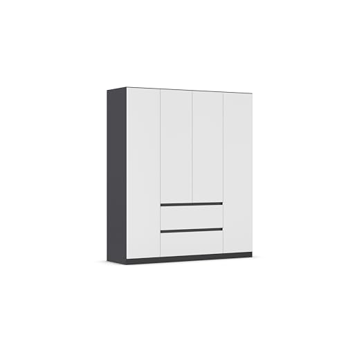 Rauch Möbel Mainz Schrank Kleiderschrank Drehtürenschrank Weiß/Grau metallic, Schwarz, 4-türig mit 2 Schubladen inkl. Zubehörpaket Basic 3 Einlegeböden, 3 Kleiderstangen, grifflos BxHxT 181x210x54 cm Rauch Möbel Mainz Schrank Kleiderschrank Drehtürenschrank Weiß/Grau metallic, Schwarz, 4-türig mit 2 Schubladen inkl. Zubehörpaket Basic 3 Einlegeböden, 3 Kleiderstangen, grifflos BxHxT 181x210x54 cm von Rauch Möbel