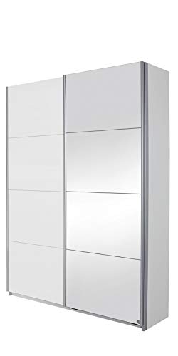 Rauch Möbel Minosa Schrank Kleiderschrank Schwebetürenschrank 2-türig, Weiß mit Spiegel, inkl. Zubehörpaket Basic 2 Einlegeböden, BxHxT 181x197x48 cm von Rauch Möbel