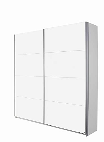 Rauch Möbel Minosa Schuhschrank/Garderobenschrank mit Schwebetüren 2-türig, Weiß, inkl. Zubehörpaket Basic 7 Einlegeböden 1 ausziehbarer Kleiderbügelhalter, BxHxT 181x197x48 cm von Rauch Möbel