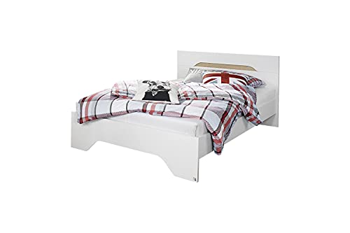Rauch Möbel Noosa Jugendzimmer Bett Futonbett, Weiß/Eiche Sonoma, Liegefläche 120x200 cm, Gesamtmaße Bett BxHxT 125x79x206 cm von Rauch Möbel