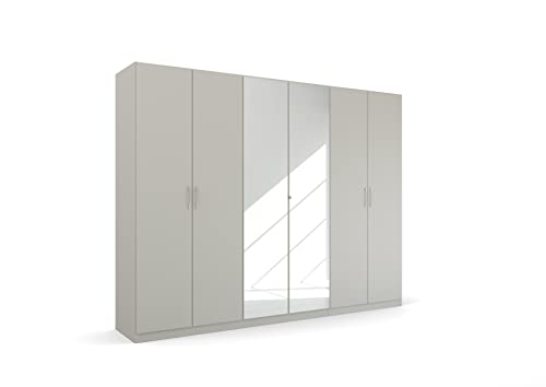 Rauch Möbel Pure by Quadra Spin Schrank Drehtürenschrank, Grau, 6-trg. mit Spiegel, inkl. 3 Kleiderstangen, 3 Einlegeböden, BxHxT 271x210x54 cm von Rauch Möbel