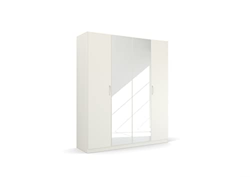 Rauch Möbel Pure by Quadra Spin Schrank Drehtürenschrank, Weiß, 4-trg. mit Spiegel, inkl. 2 Kleiderstangen, 2 Einlegeböden, BxHxT 181x210x54 cm von Rauch Möbel