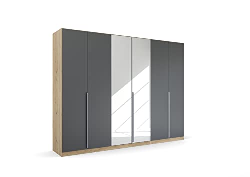 Rauch Möbel Dark & Wood by Quadra Spin Schrank Drehtürenschrank, Grau metallic/Eiche Artisan, Schwarz, Holz, 6-trg. mit Spiegel, inkl. 3 Kleiderstangen, 3 Einlegeböden, BxHxT 271x210x54 cm Rauch Möbel Dark & Wood by Quadra Spin Schrank Drehtürenschrank, Grau metallic/Eiche Artisan, Schwarz, Holz, 6-trg. mit Spiegel, inkl. 3 Kleiderstangen, 3 Einlegeböden, BxHxT 271x210x54 cm von Rauch Möbel