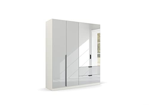 Rauch Möbel Modern by Quadra Spin Schrank Drehtürenschrank, Weiß, 4-trg. mit Spiegel, inkl. 2 Kleiderstangen, 2 Einlegeböden, 2 Schubkästen, BxHxT 181x210x54 cm von Rauch Möbel