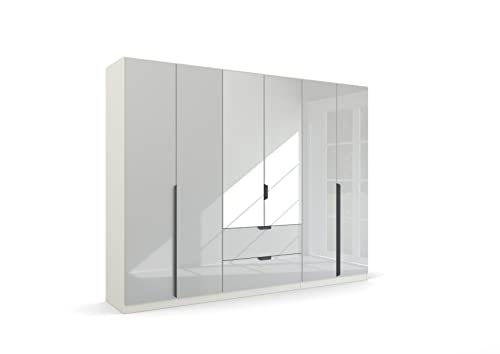 Rauch Möbel Modern by Quadra Spin Schrank Drehtürenschrank, Weiß, 6-trg. mit Spiegel, inkl. 3 Kleiderstangen, 3 Einlegeböden, 2 Schubkästen, BxHxT 271x210x54 cm von Rauch Möbel