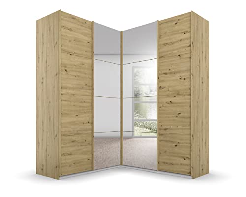 Rauch Möbel Quadra Schrank Eckschrank Schwebetürenschrank, Eiche Artisan, Holz, 4-trg. mit Spiegel, inkl. 2 Kleiderstangen, 12 Einlegeböden, BxHxT 181x229x187 cm Rauch Möbel Quadra Schrank Eckschrank Schwebetürenschrank, Eiche Artisan, Holz, 4-trg. mit Spiegel, inkl. 2 Kleiderstangen, 12 Einlegeböden, BxHxT 181x229x187 cm von Rauch Möbel