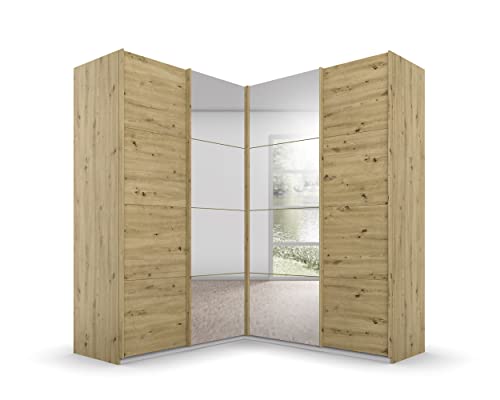 Rauch Möbel Quadra Schrank Eckschrank Schwebetürenschrank, Eiche Artisan, Holz, 4-trg. mit Spiegel, inkl. 2 Kleiderstangen, 12 Einlegeböden, BxHxT 181x210x187 cm Rauch Möbel Quadra Schrank Eckschrank Schwebetürenschrank, Eiche Artisan, Holz, 4-trg. mit Spiegel, inkl. 2 Kleiderstangen, 12 Einlegeböden, BxHxT 181x210x187 cm von Rauch Möbel