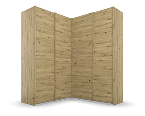 Rauch Möbel Quadra Schrank Eckschrank Schwebetürenschrank, Eiche Artisan, 4-trg., inkl. 2 Kleiderstangen, 12 Einlegeböden, BxHxT 181x229x187 cm von Rauch Möbel