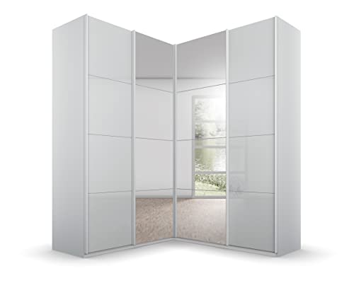 Rauch Möbel Quadra Schrank Eckschrank Schwebetürenschrank, Grau, 4-trg. mit Spiegel, inkl. 2 Kleiderstangen, 12 Einlegeböden, 3 Schubkästen, BxHxT 181x229x187 cm Rauch Möbel Quadra Schrank Eckschrank Schwebetürenschrank, Grau, 4-trg. mit Spiegel, inkl. 2 Kleiderstangen, 12 Einlegeböden, 3 Schubkästen, BxHxT 181x229x187 cm von Rauch Möbel