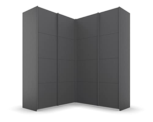 Rauch Möbel Quadra Schrank Eckschrank Schwebetürenschrank, Grau metallic, Schwarz, 4-trg., inkl. 2 Kleiderstangen, 12 Einlegeböden, 3 Schubladen, BxHxT 181x229x187 cm Rauch Möbel Quadra Schrank Eckschrank Schwebetürenschrank, Grau metallic, Schwarz, 4-trg., inkl. 2 Kleiderstangen, 12 Einlegeböden, 3 Schubladen, BxHxT 181x229x187 cm von Rauch Möbel