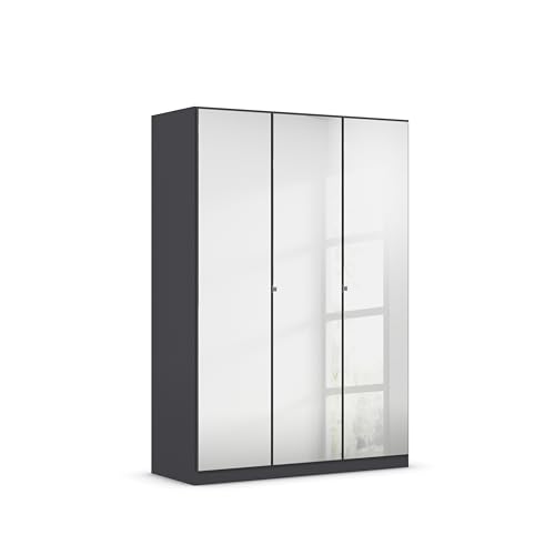 Rauch Möbel Reflect, Drehtürenschrank, Kleiderschrank, Schrank mit Spiegel, Garderobe, 3-türig, 3 Spiegeltüren, Farbe Grau-metallic, 136x197x54cm von Rauch Möbel