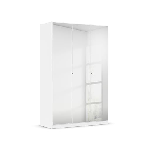 Rauch Möbel Reflect, Drehtürenschrank, Kleiderschrank, Schrank mit Spiegel, Garderobe, 3-türig, 3 Spiegeltüren, inkl. Stoffkisten und weiterem Zubehör, Farbe Alpinweiß, 136x210x54cm von Rauch Möbel