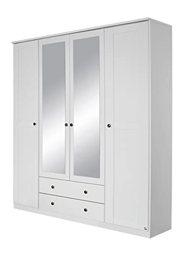 Rauch Möbel Rosenheim Schrank Kleiderschrank Drehtürenschrank mit Kranzblende Weiß 4-türig mit Spiegel und 2 Schubladen inkl. Zubehörpaket Basic 2 Einlegeböden, 2 Kleiderstangen, BxHxT 181x212x58 cm Rauch Möbel Rosenheim Schrank Kleiderschrank Drehtürenschrank mit Kranzblende Weiß 4-türig mit Spiegel und 2 Schubladen inkl. Zubehörpaket Basic 2 Einlegeböden, 2 Kleiderstangen, BxHxT 181x212x58 cm von Rauch Möbel