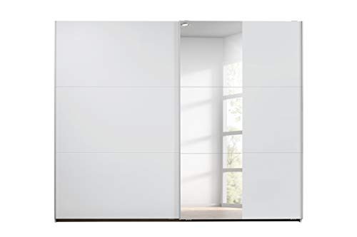Rauch Möbel Santiago Schwebetürenschrank Weiß mit Spiegel 2-türig inkl. Zubehörpaket Basic 3 Kleiderstangen, 3 Fachböden, BxHxT: 261x210x59 cm von Rauch Möbel