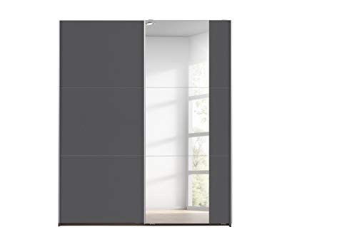 Rauch Möbel Santiago Schwebetürenschrank grau-metallic mit Spiegel 2-türig inkl. Zubehörpaket Premium 2 Kleiderstangen, 6 Fachböden, 1 Hakenleiste, Türdämpfer-Set, BxHxT: 175x210x59 cm von Rauch Möbel