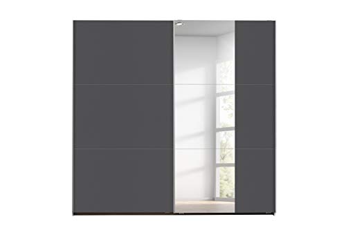 Rauch Möbel Santiago Schrank Schwebetürenschrank mit Spiegel, Graumetallic, 2-türig, inkl. Zubehörpaket Basic, 2 Einlegeböden, 2 Kleiderstangen, BxHxT 218x210x59 cm von Rauch Möbel