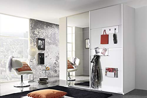 Rauch Möbel Steinheim Schwebetürenschrank Weiß mit Spiegel inkl. Garderoben-Accessoires, 2-türig, Zubehörpaket Classic 7 Einlegeböden, 2 Kleiderstangen BxHxT 181x210x72 cm von Rauch Möbel