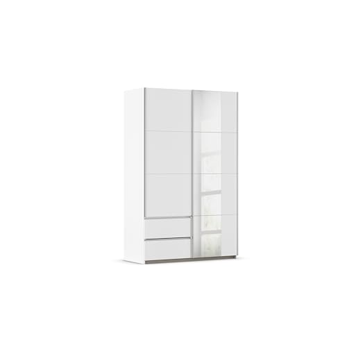 Rauch Möbel Stoke, Schwebetürenschrank, Garderobe, 2-türig, Spiegel, 2 Schubladen, Zubehör Premium, 4 Einlegeböden, Türdämpfer, Farbe Weiß, Griffleisten Alufarben, 131x210x59cm Rauch Möbel Stoke, Schwebetürenschrank, Garderobe, 2-türig, Spiegel, 2 Schubladen, Zubehör Premium, 4 Einlegeböden, Türdämpfer, Farbe Weiß, Griffleisten Alufarben, 131x210x59cm von Rauch Möbel