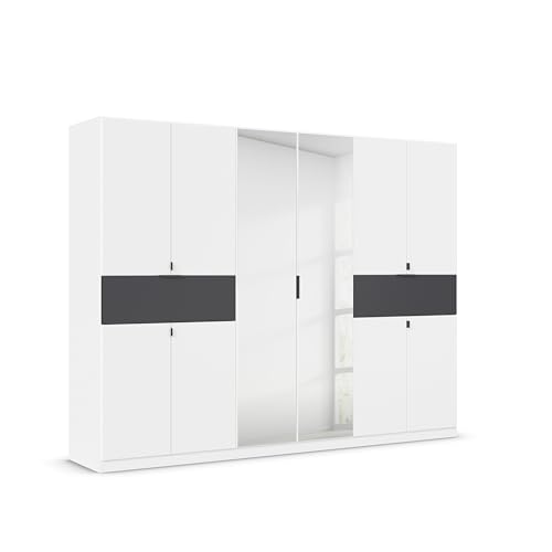 Rauch Möbel Ticao, Drehtürenschrank, Kleiderschrank, Kleiderschränke, Garderobe, Schrank mit Stauraum, 10-türig, Spiegel, 2 Schubladen, Farbe Weiß/Grau metallic, Schwarz, 271x210x54cm Rauch Möbel Ticao, Drehtürenschrank, Kleiderschrank, Kleiderschränke, Garderobe, Schrank mit Stauraum, 10-türig, Spiegel, 2 Schubladen, Farbe Weiß/Grau metallic, Schwarz, 271x210x54cm von Rauch Möbel